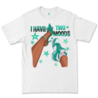 White Teal I Have Two Moods Afro Girl Sneakers Premium Tee - texasbilliewilder