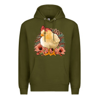 Army Green Chick with Flowers Leopard Background Premium Hoodie - Bettercallsaul
