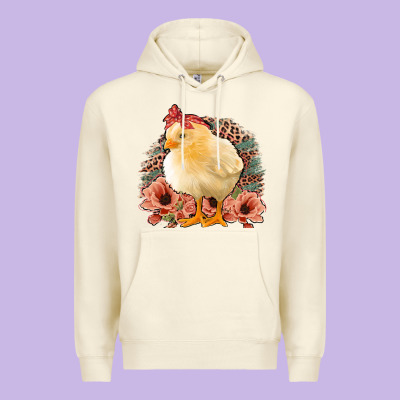 Chick With Flowers Leopard Background Premium Hoodie Designed By Bettercallsaul