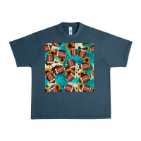 Midnight Navy football turquoise cowhide sunflower seamless pattern Urban Heavy Tee - JahusDesignShop