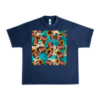 Football Turquoise Cowhide Sunflower Seamless Pattern Urban Heavy Tee | Teevron