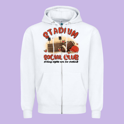 Stadium Social Club Football Zipper Hoodie Designed By Maliassmallbusiness
