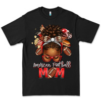 Black american football mom red and silver afro messy bu Premium Tee - texasbilliewilder