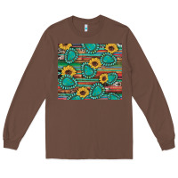 Chestnut western gemstone sunflowers serape cowhide glitter wooden Long Sleeve Tee - Artiststas