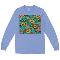 Colony Blue western gemstone sunflowers serape cowhide glitter wooden Long Sleeve Tee - Artiststas
