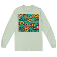 Matcha western gemstone sunflowers serape cowhide glitter wooden Long Sleeve Tee - Artiststas