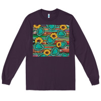 Plum western gemstone sunflowers serape cowhide glitter wooden Long Sleeve Tee - Artiststas