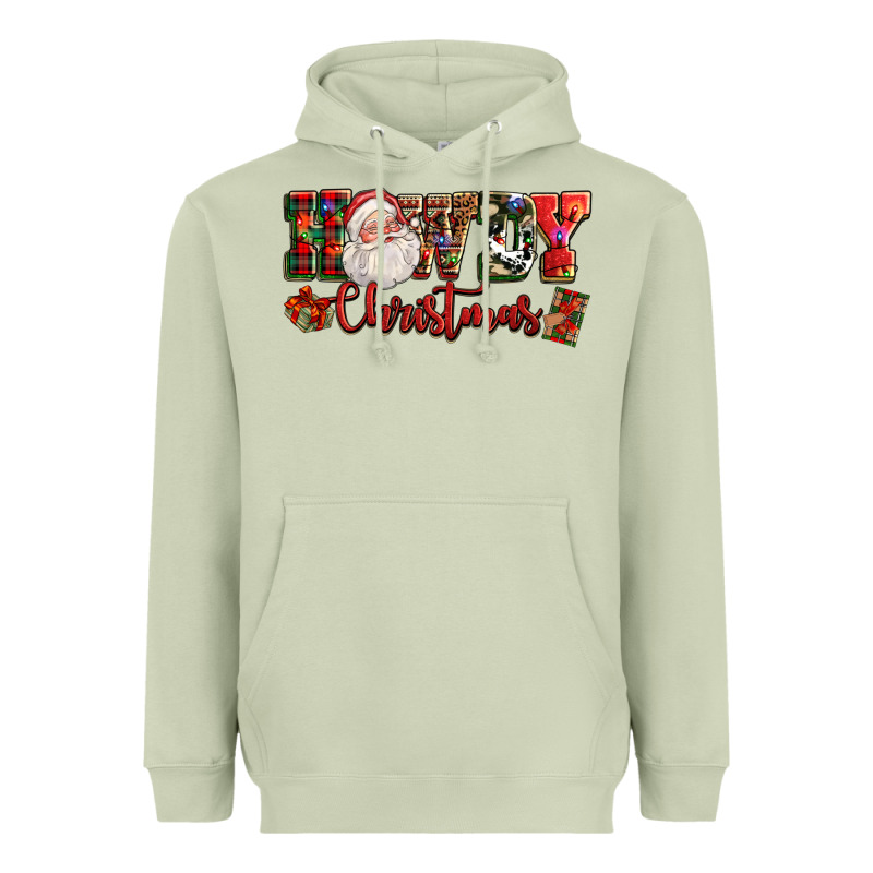 Howdy Christmas Santa Heavyweight Hoodie by NancyCooperArtShop | Teevron