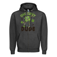 Charcoal Heather one lucky dude Zipper Hoodie - MaliasSmallBusiness