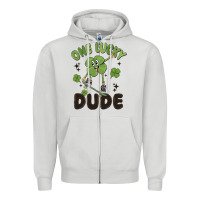 Dove Grey one lucky dude Zipper Hoodie - MaliasSmallBusiness