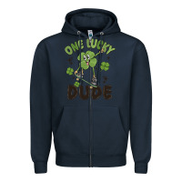 Navy one lucky dude Zipper Hoodie - MaliasSmallBusiness
