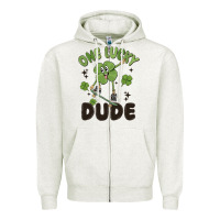 Oatmeal Heather one lucky dude Zipper Hoodie - MaliasSmallBusiness