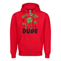 Red one lucky dude Zipper Hoodie - MaliasSmallBusiness