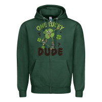 Sports Green one lucky dude Zipper Hoodie - MaliasSmallBusiness