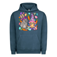 Pigment Midnight Navy Easter gnome and rabbit Easter Day Urban Hoodie - HowdyJamesFarm