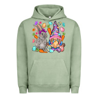 Pigment Oil Green Easter gnome and rabbit Easter Day Urban Hoodie - HowdyJamesFarm