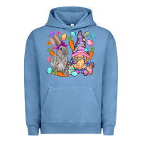 Pigment Pebble Blue Easter gnome and rabbit Easter Day Urban Hoodie - HowdyJamesFarm