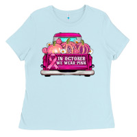 Baby Blue truck in october we wear pink Ladies Tee - AdoDesignShop