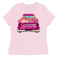 Bubblegum Pink truck in october we wear pink Ladies Tee - AdoDesignShop