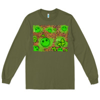 Army Green shamrock glitter leopard and wood background Long Sleeve Tee - Artiststas
