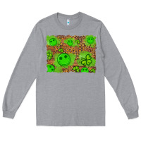 Heather Grey shamrock glitter leopard and wood background Long Sleeve Tee - Artiststas