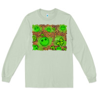 Matcha shamrock glitter leopard and wood background Long Sleeve Tee - Artiststas