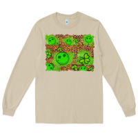 Mushroom shamrock glitter leopard and wood background Long Sleeve Tee - Artiststas