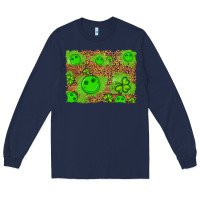 Navy shamrock glitter leopard and wood background Long Sleeve Tee - Artiststas