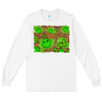 White shamrock glitter leopard and wood background Long Sleeve Tee - Artiststas