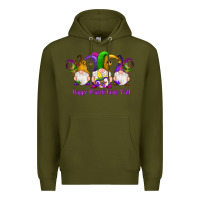Army Green happy mardi gras y'all gnomes Premium Hoodie - RanaPortraitStore