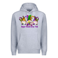 Heather Grey happy mardi gras y'all gnomes Premium Hoodie - RanaPortraitStore