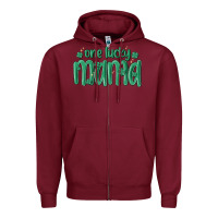 Burgundy one lucky mama Zipper Hoodie - MaliasSmallBusiness