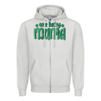 Dove Grey one lucky mama Zipper Hoodie - MaliasSmallBusiness