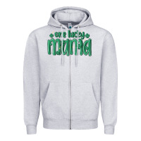 Heather Grey one lucky mama Zipper Hoodie - MaliasSmallBusiness