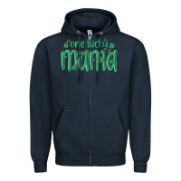 Navy one lucky mama Zipper Hoodie - MaliasSmallBusiness