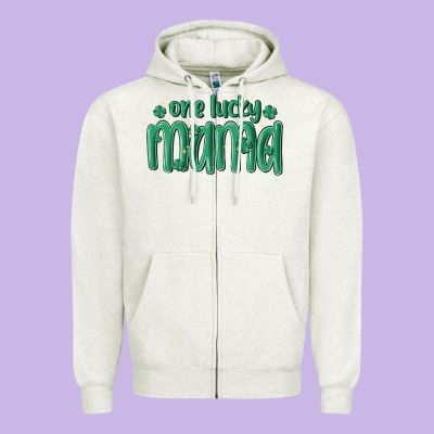 One Lucky Mama Zipper Hoodie Designed By Maliassmallbusiness
