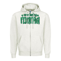 Oatmeal Heather one lucky mama Zipper Hoodie - MaliasSmallBusiness