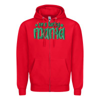 Red one lucky mama Zipper Hoodie - MaliasSmallBusiness