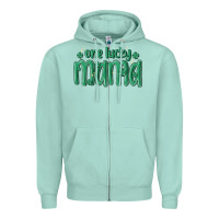 Seafoam one lucky mama Zipper Hoodie - MaliasSmallBusiness