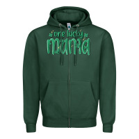 Sports Green one lucky mama Zipper Hoodie - MaliasSmallBusiness