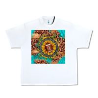 Football Leopard Turquoise Sunflower Seamless Pattern Urban Heavy Tee | Teevron