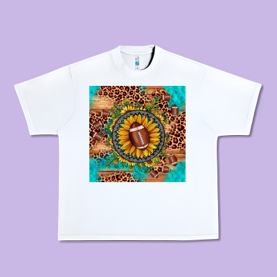 Football Leopard Turquoise Sunflower Seamless Pattern Urban Heavy Tee Designed By Jahusdesignshop