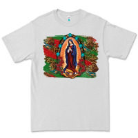 Dove Grey Mexican Flag Lady Of Guadalupe Distressed Backgrou Premium Tee - RanaPortraitStore