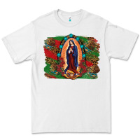 White Mexican Flag Lady Of Guadalupe Distressed Backgrou Premium Tee - RanaPortraitStore