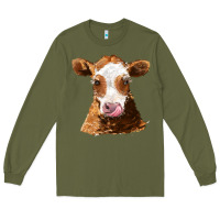 Army Green guernsey cow Long Sleeve Tee - AdoDesignShop