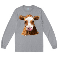 Heather Grey guernsey cow Long Sleeve Tee - AdoDesignShop