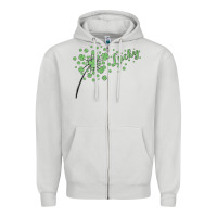 Dove Grey four leaf clover Zipper Hoodie - MaliasSmallBusiness