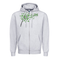 Heather Grey four leaf clover Zipper Hoodie - MaliasSmallBusiness
