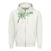 Oatmeal Heather four leaf clover Zipper Hoodie - MaliasSmallBusiness