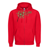 Red four leaf clover Zipper Hoodie - MaliasSmallBusiness